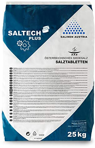 16 x SALTECH Plus Salztabletten im 25kg Sack für Wasserenthärtungsanlagen, Entkalkung & Elektrolyse I Hochreines Regeneriersalz (99,9 NaCl) mit höchster Löslichkeit für sauberes & weiches Wasser