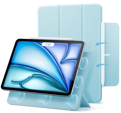 ESR for iPad Air 11 Inch Case M4/M3/M2 (2026/2025/2024), iPad Air 5th/4th Gen (2022/2020), Powerful Magnetic Attachment, Slim Trifold Stand Case, Auto Wake/Sleep, Durable Protection, Sky Blue