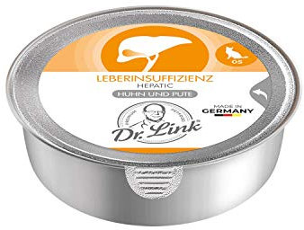 Dr. Link Spezial-Diät Katzenfutter speziell für die Leber, Proteinquelle Huhn & Pute, für Katzen & Kater - Stoffwechsel, Elektrolytausgleich, Unterstützung der Leberfunktion - 12x85g Schale