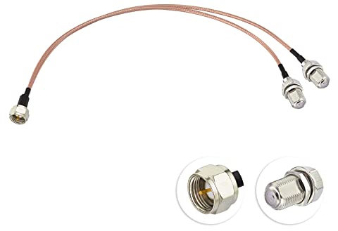 Superbat F-Type TV Splitter Kabel 75 Ohm 15cm F Stecker auf F-Dual Buchse TV Koaxialkabel für TV Modem Tuner High-Speed Internet, Breitband und Digital TV Antenne, Satelliten Verlängerungkabel 1 Stück