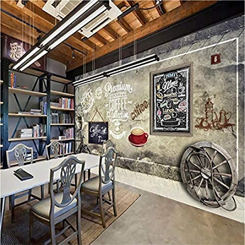 Retro Café Und Essen Thema 3D Industrial Decor Hintergrundbild Wandbild Coffee Shop Restaurant Tapeten Wohnkultur Fototapete 3D Effekt Wohnzimmer Schlafzimmer Kinderzimmer-200Cm×140Cm