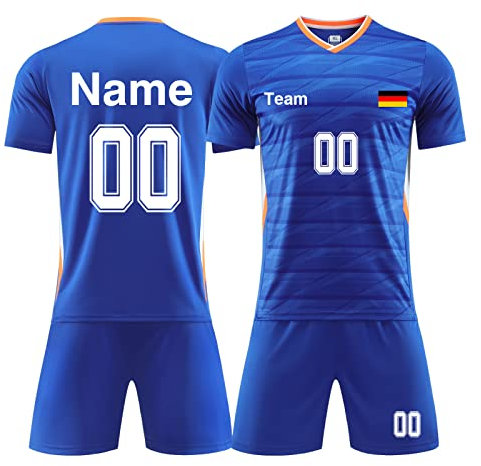 LAIFU Personalisierte Fußballtrikots T-Shirt Shorts Jeder Name Nummer Team Logo - Fußballtrikot Kinder Erwachsener Benutzerdefiniert Trikot