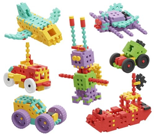 Marioinex Mini Waffle Constructor 200 - Bausteine Kinder - Sensorik Spielzeug - Konstruktionsspielzeug - Montessori Bausteine - Steckbausteine Kinder - Waffelblöcke Bausteine