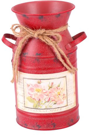 Amosfun Flower Arrangement Kettle Handmade Rustic Iron Bucket Planter Vintage Gardening Bucket for Home Shop Office Display Flower Tub 7.5 Inch