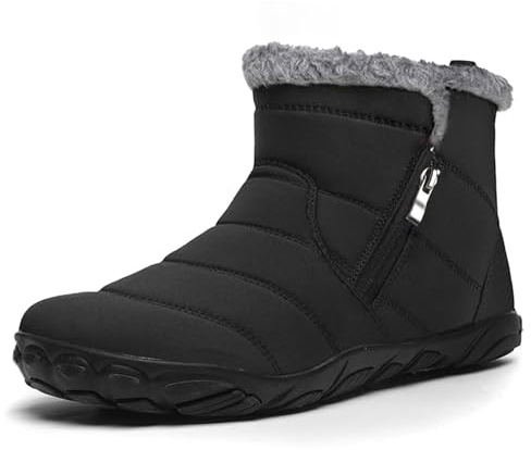 Bravover Scarpe Barefoot Stivali da Neve Scarpe Uomo Donna Invernali Stivaletti Cerniera Foderato in Pelliccia Caldi Outdoor Boots Impermeabili Antiscivolo Trekking Scarponcino Scarpe Comodo Unisex