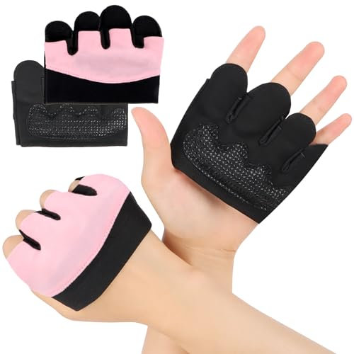 Fitness Handschuhe Gym Handschuhe Trainingshandschuhe mit rutschfeste Pads, Halb Handschuhe Gewichtheben Sporthandschuhe für Herren Damen (Rosa)