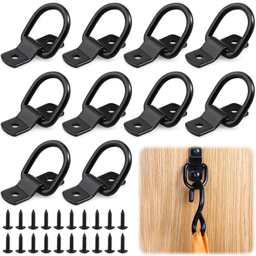 NINGYER 10 Pièces Anneau Arrimage, Anneau D'arrimage avec Charge 400 KG, avec 20 vis pour Sécuriser Les Charges des Voitures, Kayaks, Remorques (Noir)