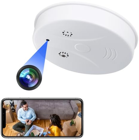 Yadayuki Caméra Espion, 2,4G/5G WiFi Mini Caméra Cachée Détecteur de Fumée, HD 1080P Micro Caméra Espion WiFi, Enregistreur Surveillance sans Fil avec Vision Nocturne Détection de Mouvement