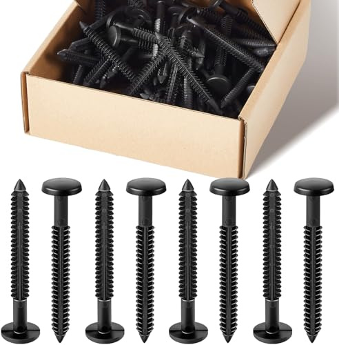 Blulu 36 Pcs 3 Inch Vinyl Shutter Fastener Window Panel Peg Lok Pin Pegs Screws Shutter Spikes Anchor (Black)
