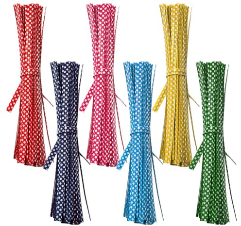 FSSTUD Lot de 600 attaches torsadées à pois de 10 cm de couleurs mélangées pour sacs à friandises, sacs à pain, sachets en cellophane pour cadeaux de bonbons