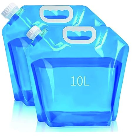 PcvGef 2 Stück Wasserkanister, 10L Tragbare Wasseraufbewahrungsbeutel, Auslaufsicherer, Gefrierfähiger Camping-Trägertank für Den Außenbereich für Sport, Camping, Wandern, Picknick