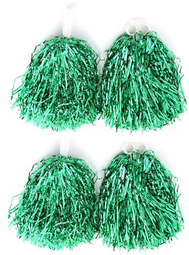 HIXNUG 2 Pairs Cheerleading Poms Plastic Hand Flower Football Basketball Cheering Props Cheer Dance Decoration for Sports Competition Festival Celebration Masquerade Ball Party (Green)