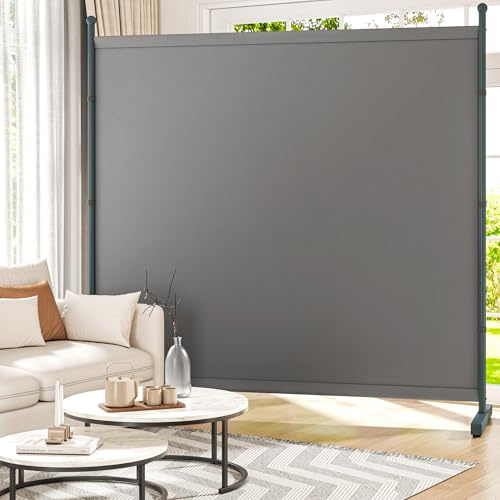 Yettsoy 6FT Extra Thick Single Panel Room Divider, Heavy Duty Privacy Partition Screen Wall Divider for Room Separation, Freestanding 71 W Room Divider Panel for Dorm Studio Office, Grey