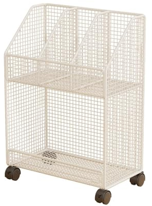 Jiuvaso Chariot à dossiers roulant avec roulettes, étagère mobile, armoire de rangement mobile avec roulettes verrouillables, multifonctionnelle pour chambre, Blanc 2 Couche