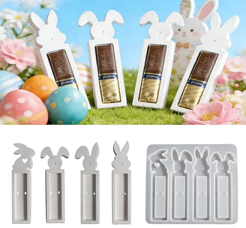 DIPZO Moldes de Silicona de Pascua para Manualidades DIY, 1 Set de Molde de Conejo para Dinero en Silicona para Jabones, Velas y Regalos