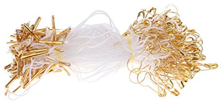 100 Sicherheitsfäden 110mm Fäden aus Polyester Etiketten Heftfäden Preis Tags, Goldrunde