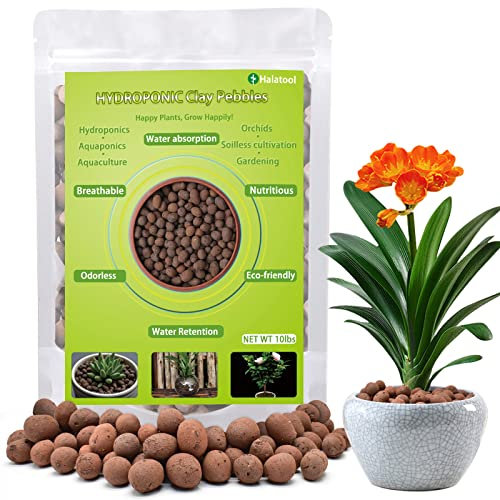 Halatool Piedras de arcilla Leca de 10 libras para plantas, bolas de arcilla de 4 mm a 16 mm, bolas de hidroton Leca 100% naturales para plantas de interior, cultivo hidropónico, jardinería,