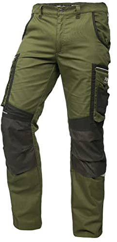 PUMA Workwear Precision X - Arbeitshose Herren - Premium Arbeitskleidung mit vielen Taschen und verstärkten Kniepartien - Funktionshose mit Stretch für Handwerk und Baugewerbe - Grün/Schwarz - 60