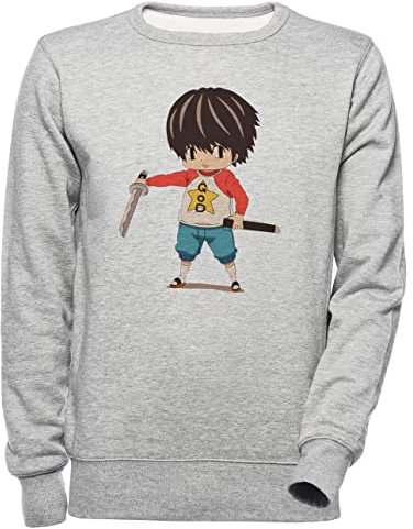 Luxogo Bastone di Kotaro Art Unisex Grigio Felpa Uomo Donna Unisex Grey Jumper Men's Women's