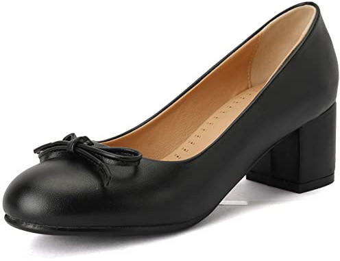 Onewus Mocassins à Talon Bloc pour Femmes avec Joli Nœud Papillon