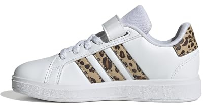 adidas Grand Court 2.0 Shoes Children, Zapatillas Unisex niños, Cloud White Magic Beige Matte Gold, 34 EU