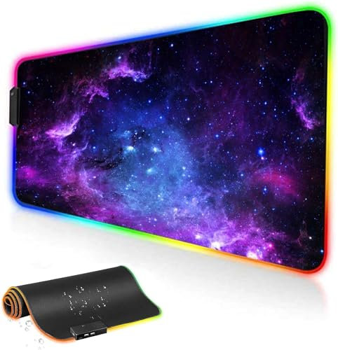UCMDA RGB Tappetino Mouse Gaming - Grande Tappetino per Mouse LED XXL 800x300mm, 12 RGB Effetti Luce Mouse Pad da Gioco Base di Gomma Antiscivolo per Tastiera, Laptop,Computer, PC, Gamer