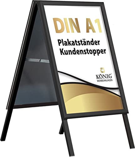 Plakatständer Keitum Black Line DIN A1 schwarz | beidseitig für 2 Plakate | Rückwand aus verzinktem Stahlblech | entspiegelte Schutzscheiben | wetterfest | Kundenstopper Gehwegaufsteller | Dreifke