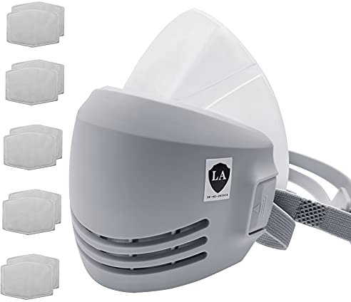 Masque respirant réutilisable avec 10 filtres de protection respiratoire - Respirateur demi-masque pour le travail du bois, soudure, polissage et protection du travail