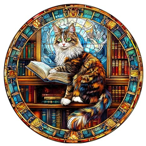 Blumuze - Puzzles de madera para adulto, diseño de gato de Maine y Maine, rompecabezas de madera animal único para adulto, 300 unidades, 34 x 34 cm