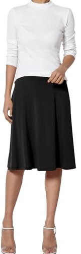 Mayoii Damenrock, Schlichter, eleganter Faltenrock für Damen, Midirock mit hoher Taille (DE/NL/SE/PL, Bundweite, 32, Regular, Regular, Black-L)