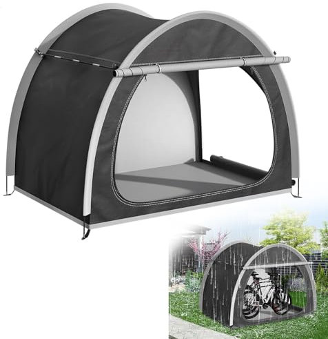 Zeltgarage für 4 Fahrräder | Fahrradgarage wetterfest aus 210D Oxford (wasserfest & UV-beständig) für Fahrräder,Portable Fahrrad Garage Outdoor,210 x150 x165 cm,Fahrradschuppen