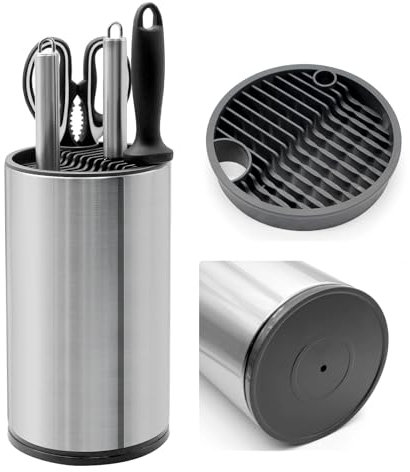 PWGHWG Porta Coltelli Cucina Acciaio Inox, Ceppo Coltelli da Cucina Vuoto, Universal Portacoltelli da Cucina, Ceppo per Coltelli Vuoto, Ceppo Portacoltelli con Fessura a Forbice e Foro di Drenaggio