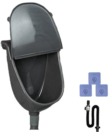 Wasserlose Urinal mit Deckel, Kunststoff Urinale für Männer mit Spülfunktion für den Außenbereich, Urinabscheider für Zuhause, Wohnheim, Garten, Wohnmobil, Geruchsneutrales Design(Black)