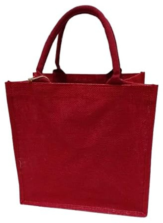 Generico Borsa Mare in Juta Colore Rosso 30 x 30 x 19 cm con Manici, Resistente, Antipioggia.