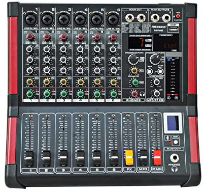Controlador mezclador de DJ Mini6 Bluetooth Record 6 canales (mono) 99 DSP efecto USB FUNCIÓN FUNCIONA PROFESIONAL AUDIO MEXER para streaming, podcasting y juegos, teléfono y ordenador