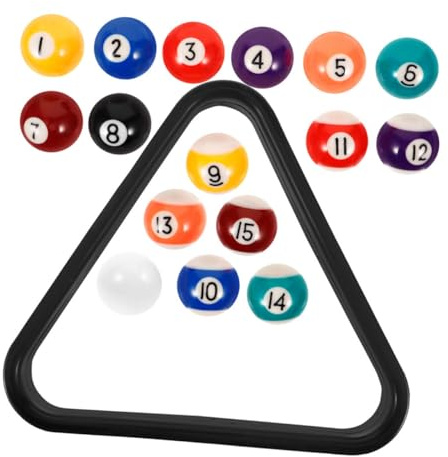 SOPOTUTU Lot de 17 Mini Boules De Billard en Résine avec Triangle, Compact Et Portable, Conçu pour Garçon Et Filles, Coordination Améliorée, Adapté Maison Et École, Jeu Éducatif Et Récréati