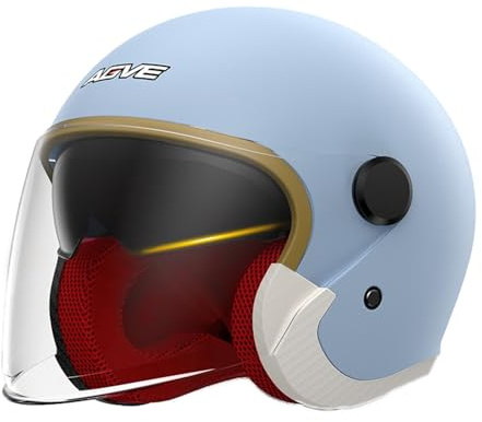Frcychri Demi-Casque Ouvert, Casque Moto 3/4 avec Visière, Homologué ECE, pour Adultes Homme Et Femme Chopper Scooter Crash Jet Demi-Coque Casque pour Homme Femme A,X-Large