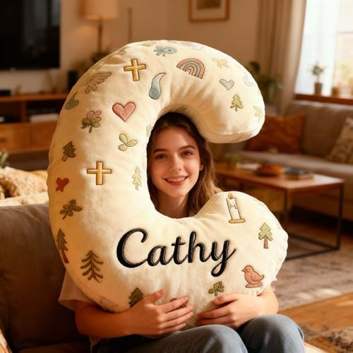Drawelry Cuscino 3D Personalizzato con Testo Lettera Dimensioni a Scelta Regalo per Ogni Occasione Decorazione per la casa (Cuscino a forma di lettera dell'alfabeto con nome1)