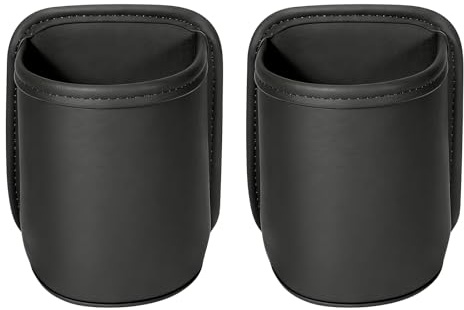 Euablfo Lot de 2 porte-gobelets de voiture à clipser - En cuir synthétique - Pour poche de porte et siège arrière - Noir