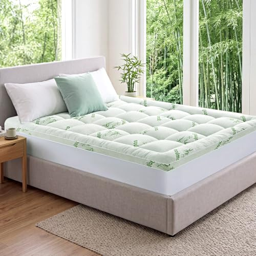 Sobrecolchón Doble de Fibra de Bambú 180x200cm, Topper Colchón 1000g/㎡