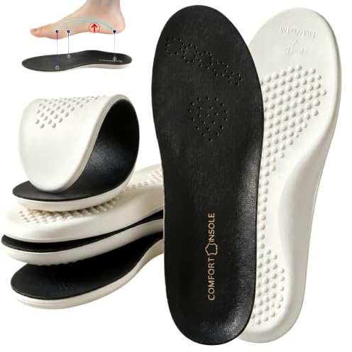 SOLO ACTFIT Semelles Chaussures en Cuir Confort Latex Hommes Femmes Amortissante Memoire Forme Anti Odeur Respirantes Orthopédiques Soutien Voûte Soulage Douleur Fascite Plantaire Pieds Plats