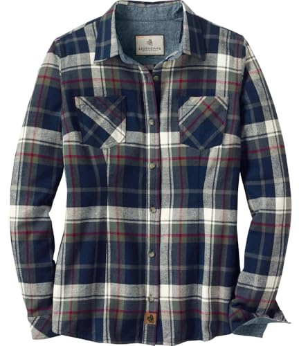 Legendary Whitetails Cottage Escape Vêtements à Manches Longues en Flanelle à Carreaux et Couleur Unie pour Femme, Taille L