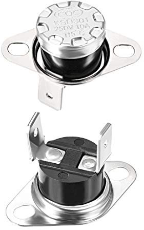 sourcing map Interrupteur contrôle température KSD301 thermostat 115°C 10A normalement fermé NC 2Pcs