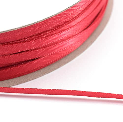 Vaessen Creative Nastro di raso 3 mm x 100 m, rosso, nastro decorativo, nastri per bricolage, nastri in tessuto per matrimoni, battesimi e regali di compleanno