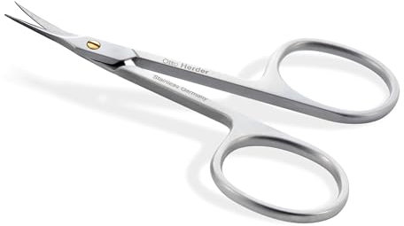 OTTO HERDER HAUTSCHERE - Extra scharfe Nagelhautschere zum schneiden abstehender Nagelhaut 8,5cm mit Goldener Schraube - Hautschere Turmspitze Extra Fein 1,5cm grosse scharfe gebogener Schneide