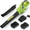 bigzzia Cordless Leaf Blower with 2×20V Li-ion Battery, Electric Garden Blower, 2-Speed, Detachable Tubes, 3.3 IBS Lightweight, 209CFM Blower for Leaf Dust Snow