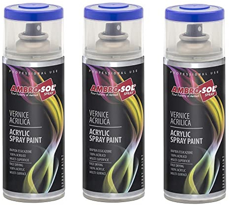 VIRSUS 3 Bombolette Spray di Smalto Acrilico Multiuso da 400ml, Vernice Brillante per interni esterni, smalto permanente per superfici in legno, metallo, vetro (Nero Lucido)