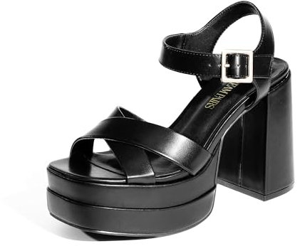 DREAM PAIRS Women's Heeled Sandals SDHS2330W,Size 5,Black,SDHS2330W