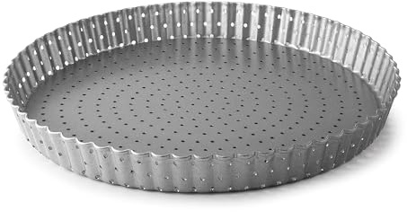 LACOR - 68784 - Tortiera Crostata, Stampo Crostata, Stampo Riccio, Forato, Acciaio al Carbonio, Senza PFOA, Antiaderente, Adatto al Forno, Adatto al Congelatore, 28 cm