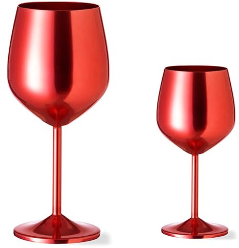 noTrash2003 set om 2 jättestort vinglas cocktailglas av aluminium speciella stunder med 540 ml volym förrättsskål, dessertskål i blått, rött, svart eller silver (röd)